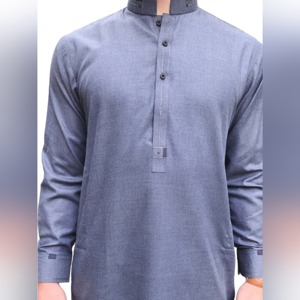 Shalwaar Kameez | Kurta Pajama| Men's Traditional South Asian Dress Heather Blue